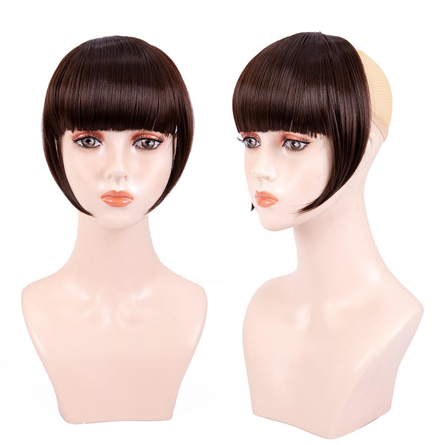 Fringe Bangs Synthetic Hair Extensions Clip In Bangs 6 Inch Short Straight Hairpiece Front Neat Bang Two Side Blonde