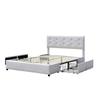 Chloe - Solid and Comfortable Bed 140x200 with Base with 4 Drawers Headboard Color WHITE Feet In 4 Cm - 2 X