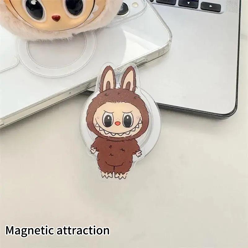 Cute Labubu Phone Grip Cartoon Magnetic Phone Holder Supports Smart Tok Kawaii Portable Folding Phone Holder Stand