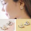Women Asymmetric Faux Pearl Rhinestone Ear Stud Earrings Party Wedding Jewelry