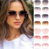 Fashion Square Rimless Sunglasses Vintage Gradient Lens Eyewear for Women