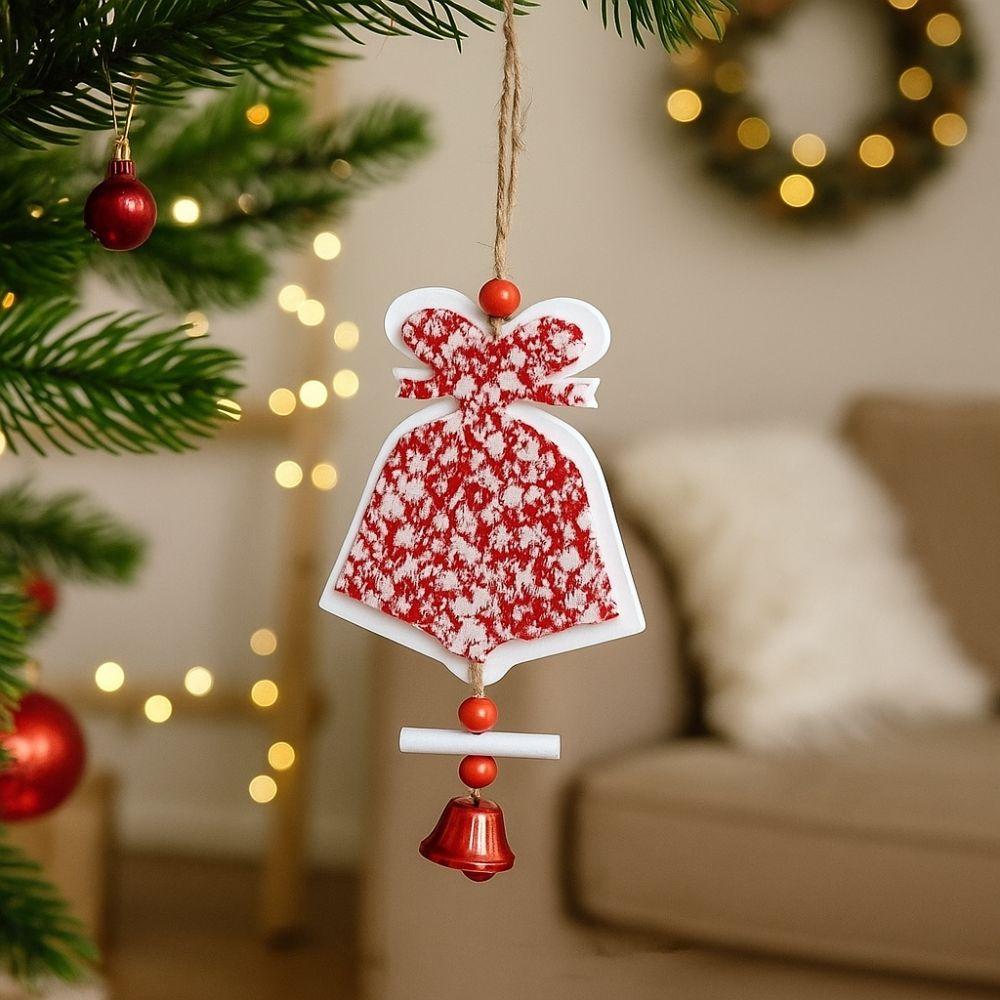 Decorative Christmas Bells Pendants Wood Star Car Ornament Outdoor Decor