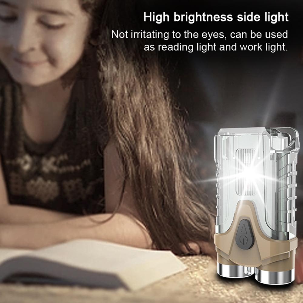 Compact Size Dual-Light Flashlight USB Rechargeable High Brightness Keychain Light Portable Outdoor