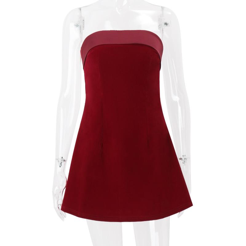 V Line Big Bow Backless Red Short Dress Square Collar Elegant Women Sleeveless Mini Dresses Summer A-line Dress Cute