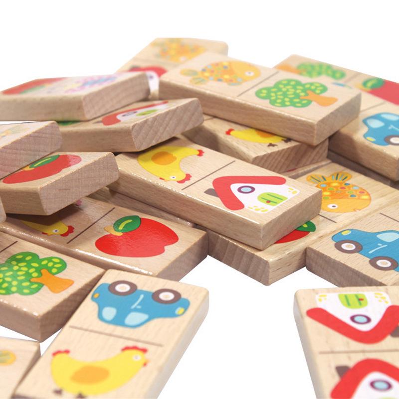 Children's Educational Wooden Idiom Domino Puzzle Set