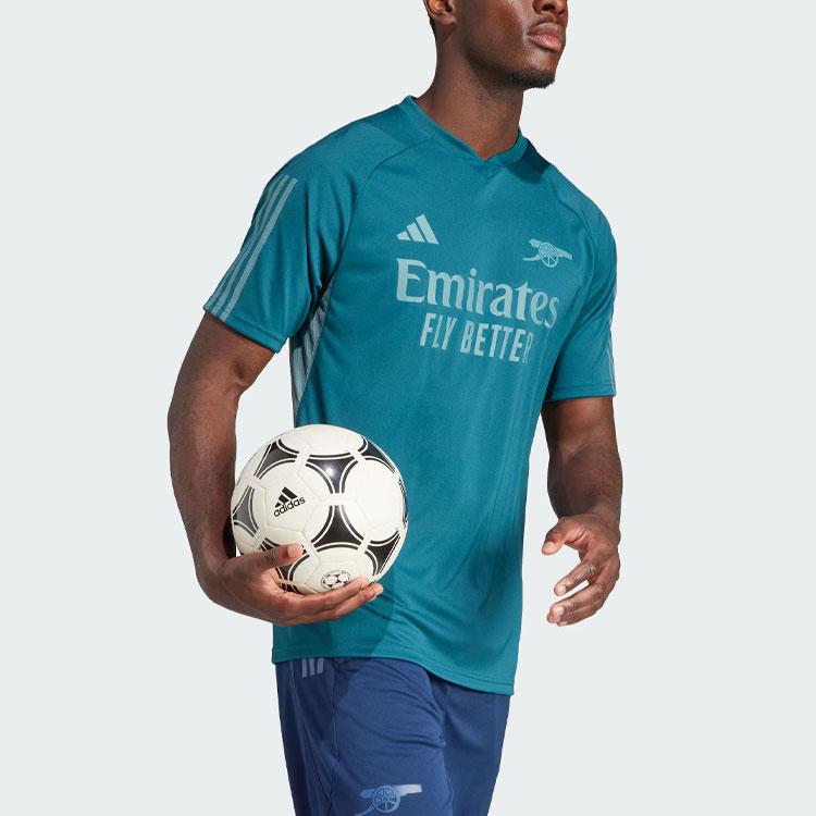 Adidas Arsenal Tiro 23 Training Jersey, Letter Print Spliced, Short Sleeve, Football Men Tops Rich-Green HZ2206