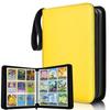 Card File Card Binder Sticker File 9 Pockets Holds 720 Cards Portable Zipper Card Sheet Collect Other Game Cards (9 Pockets, Yellow)