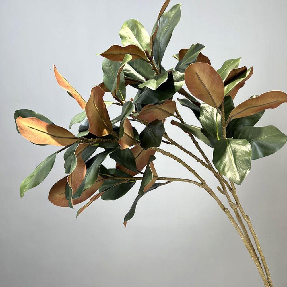Rubber Leaves Simulated Magnolia Tree Branch Handmade Artificial Plants Living Room