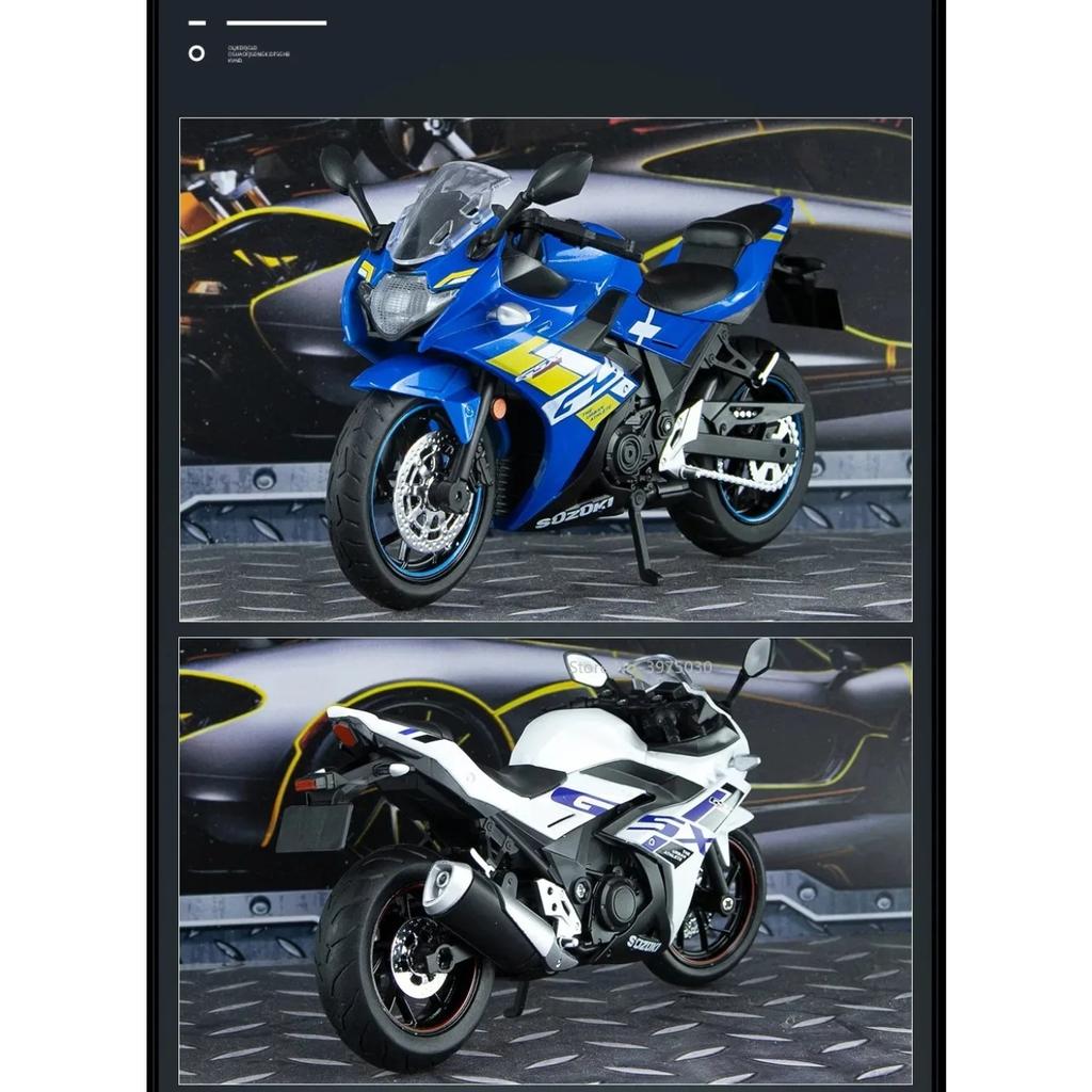 1/12 Scale Suzuki GSX-250R Metal Model Toy Alloy Diecast Motorcycle Simulation Toy with Light Sound Collection for Children Gift