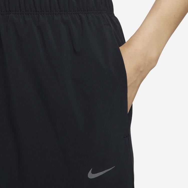Nike Logo Print Mid-Rise Straight-Leg Cropped Casual Pants Women Bottoms Black FB7030-010
