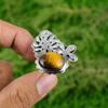 Gift For Her 925 Silver Natural Tiger'S Eye Gemstone Solitaire Adjustable Ring