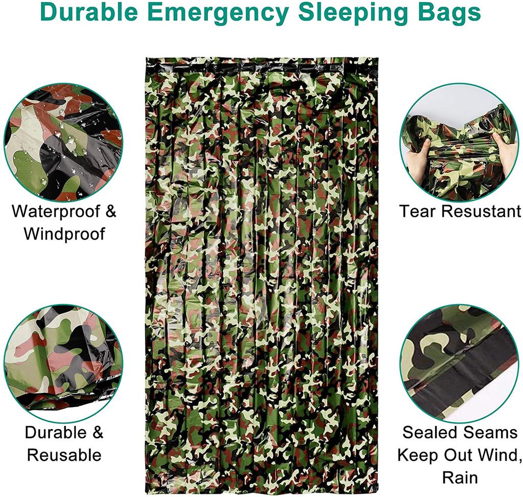 Emergency Sleeping Bag Waterproof Lightweight Thermal Bivy Bag Survival Blanket Portable Nylon Bag for Camping Hiking Outdoor