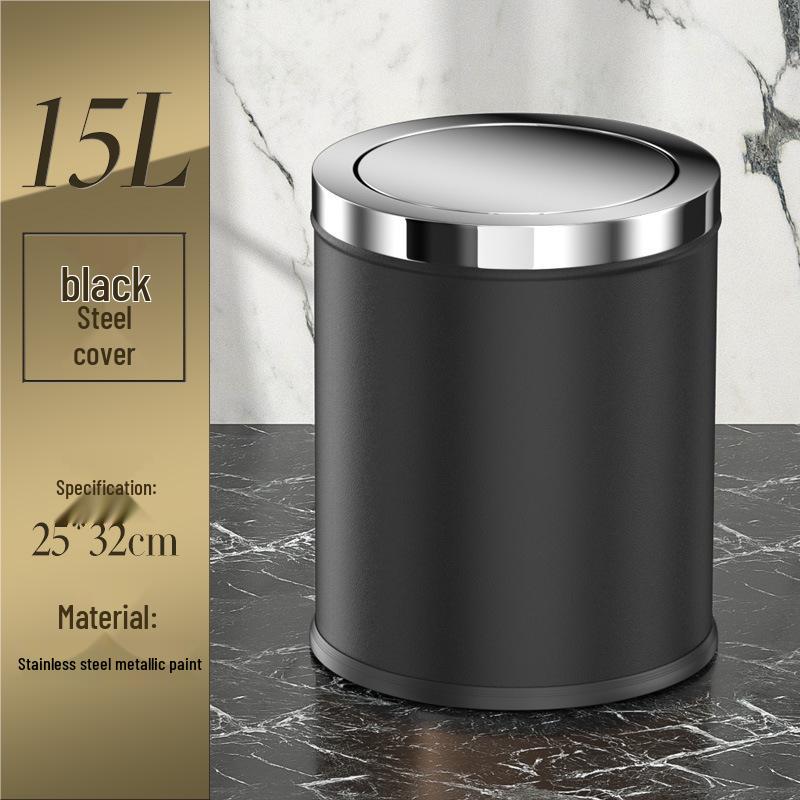 Stainless Steel Swing Lid Trash Can for Home and Kitchen, Light Luxury Design for Bathroom and Living Room.