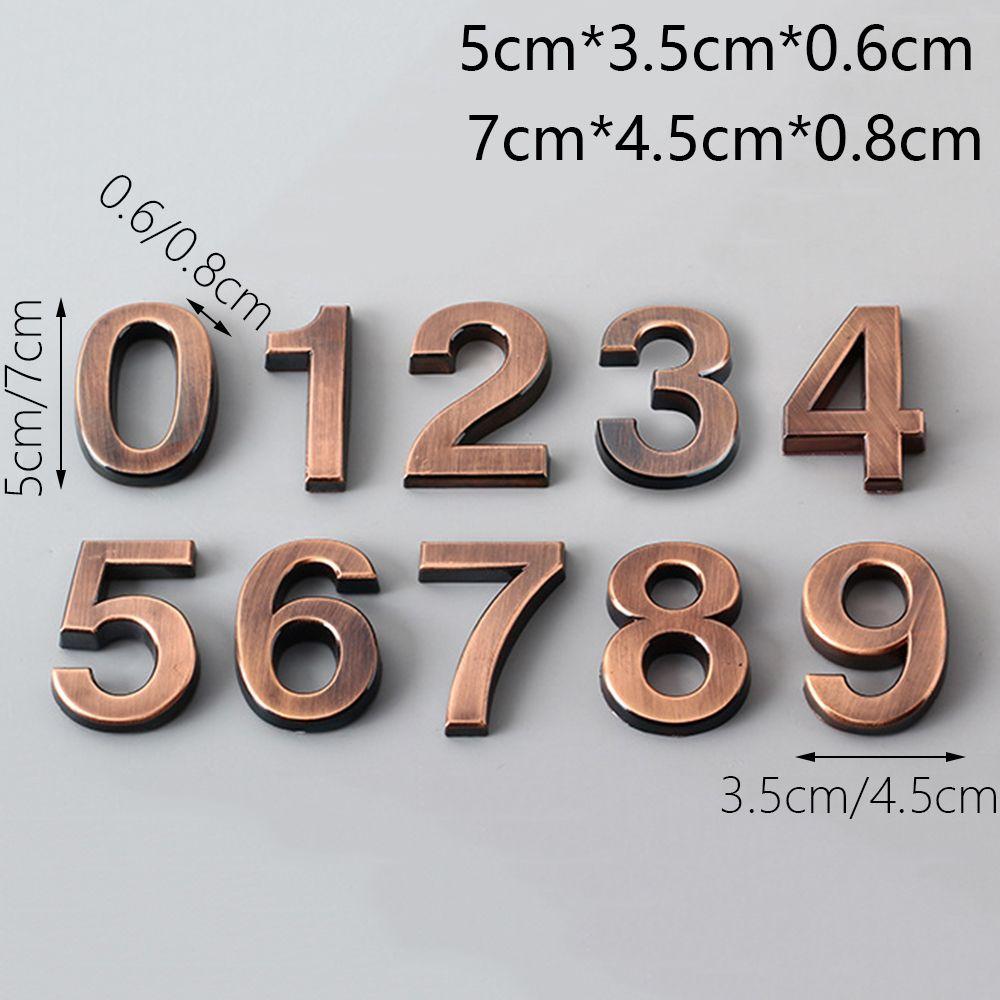 1 PC Waterproof Bronze ABS Plastic Numeral Room Number Digits Sticker Address Sign Door Plates