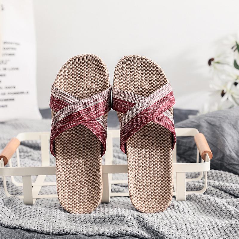 Summer Indoor Non-Slip Linen Slippers: Soft, Silent Sandals for Men and Women
