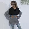 Autumn Women's Sweater Clashing Color Round Neck Inner Long Sleeve Knitted Sweater Medium Long Top