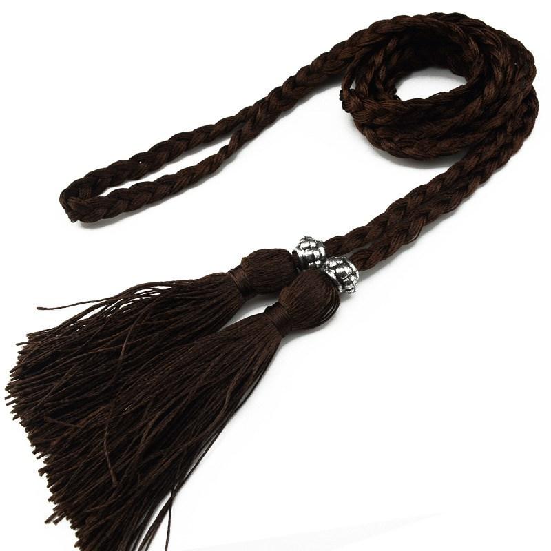 Women's Belt Woven Tassel Waist Strap Student Belt Thin Waist Chain Bow Rope Skirt Knotted Decorative Korean Style