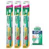 Зубная щетка GUM Plus #366, 4-рядная ультракомпактная, обычная, экстра-тонкая щетина, 3 штуки + бонусный подарок (Оптовая закупка) *Цвета Не Доступны [.co.jp Exclusi