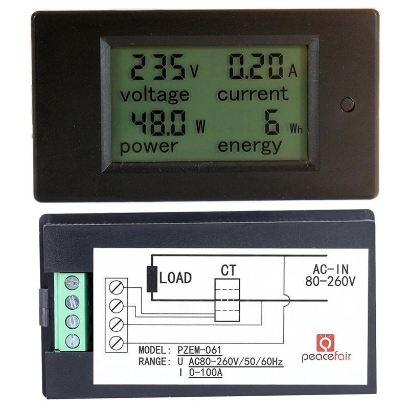 AC Voltage Meters 100A/80~260V Power Energy Analog Voltmeter Ammeter Watt Current LAmps
