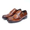 Fashion Men's Genuine Leather Double Buckle Monk Strap Dress Shoes Wingtip Toe Loafers Brogue for Wedding Office Business Footwear
