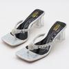 Summer Flip Flops Gold Slides Silver Women 6cm High Heels Mules Slippers Crystal Glitter Low Heels Bling Fashion Shoes