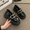 Japanese Jk Round Head Brown Small Leather Shoes Women's 2025 Spring New College Style Loafers Thick Sole Heightening Skirt
