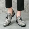 New Casual Leather Shoes Large Size Tassel Leopard Leather Shoes Men Loafers Flat Slip On Shoes Men Fashion British Style Loafers