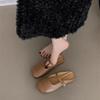 Round Head Shallow Mouth Mary Jane Single Shoes Versatile Flat Bottom Bag Head Half Slippers Women's Summer Wear 2025 New Models