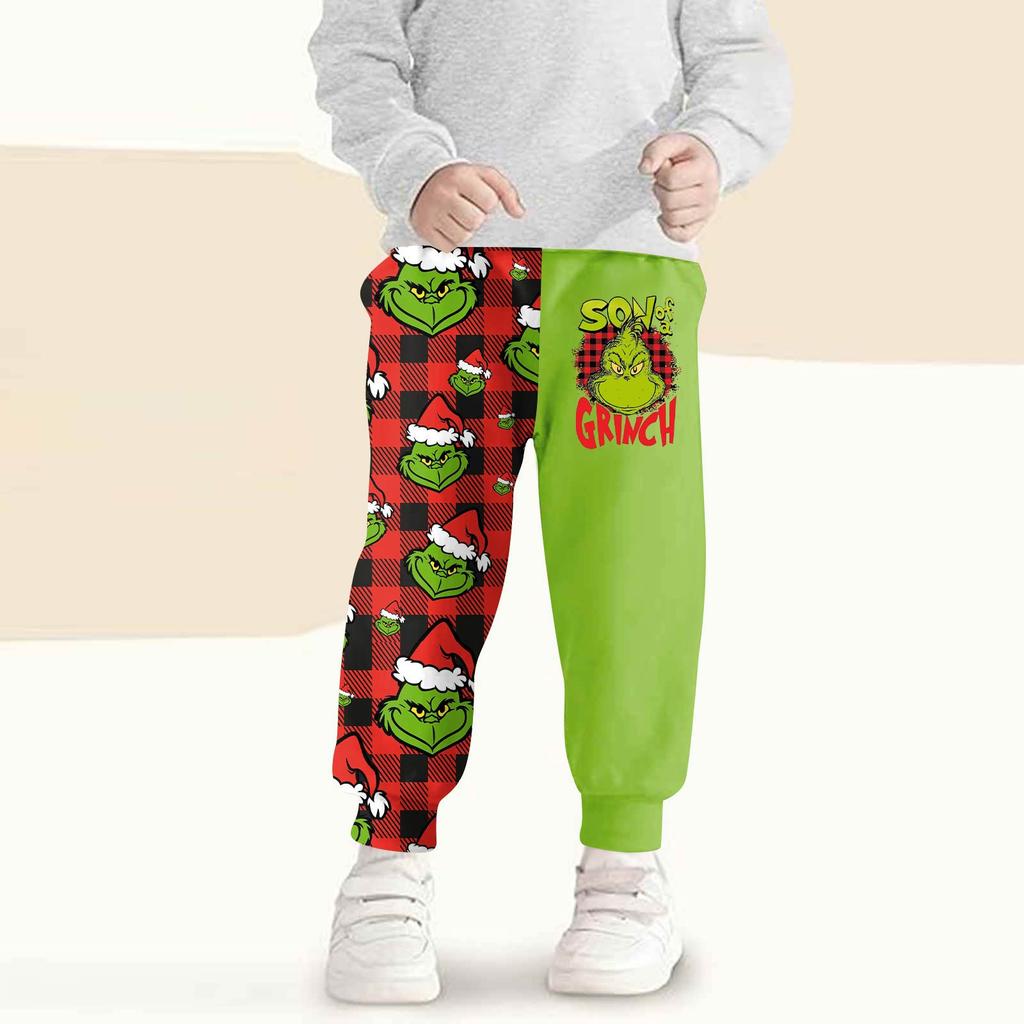 Kids' Fashion Christmas Print Loose-Fit Waistband Casual Sweatpants