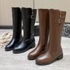 Fashion 2025 New Winter Women's Knee-High Riding Equestrian Boots Leather Platform Shoes Woman Long Boots Office Lady Footwear Botas