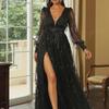 2025 Elegant Mesh Sequin Evening Gown for Women - Autumn Collection