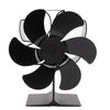 Heat Powered Stove Fan 6 Blades Fireplace Fan Thermal Power High Temperature Proof Energy Saving Black