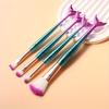 4pcs Mermaid Makeup Soft Brush with Fish-tail Handle, Foundation Brush, Face Lip Eye Makeup Soft Brush Set