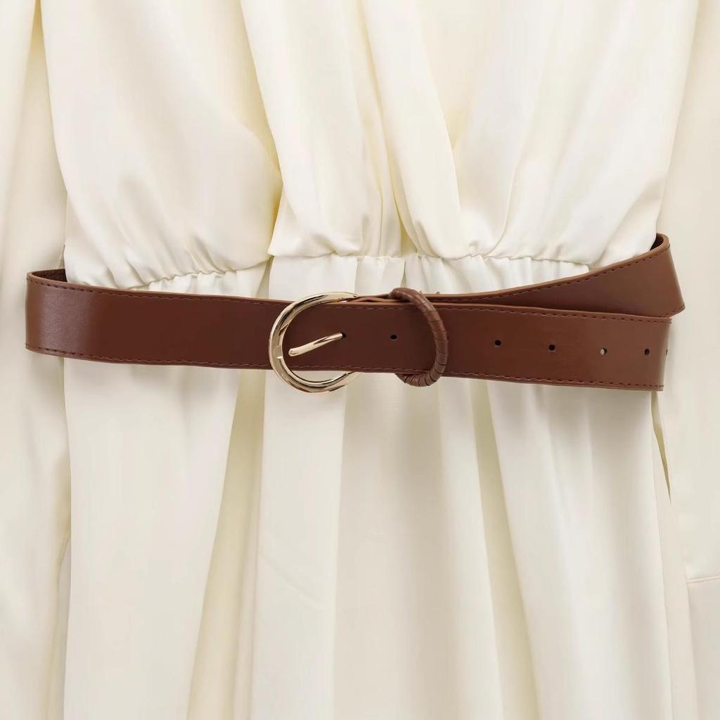 Spring 2025 European & American Women's Silk Satin Belted Dress