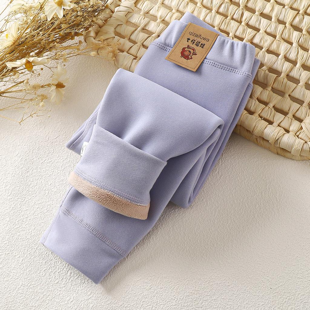 Children's Cashmere Pants Boys Girls Autumn and Winter Thermal Pants Large Children Thick Cashmere Long Johns Leggings