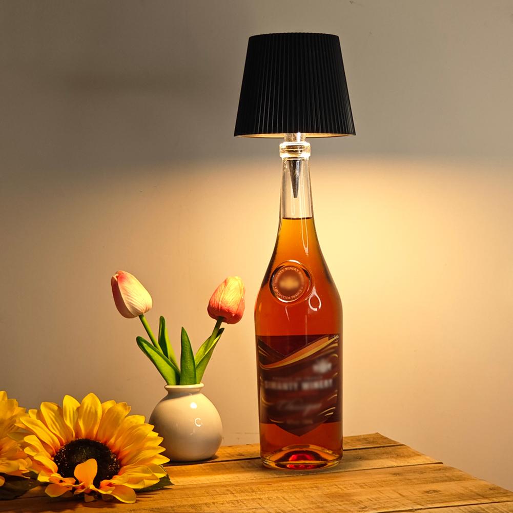 LED Wine Bottle Lamp Rechargeable Remote & Touch Control RGB 3 Colors Stepless Dimming Night Light Desktop Decorative Lamp