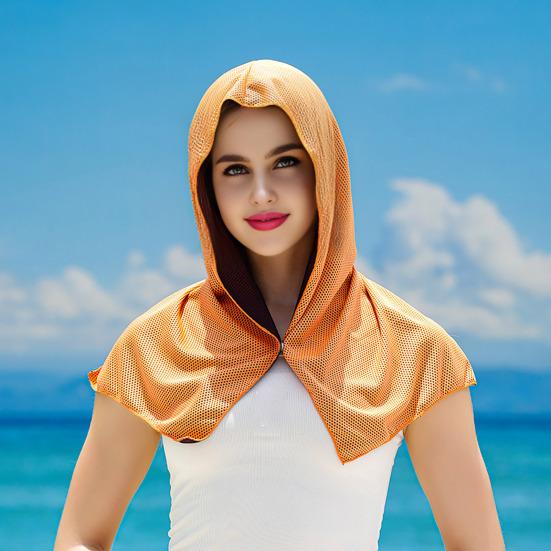 Cooling Hoodie Towel Neck Face Sun Protection Ice Towel Summer Hot Weather Breathable Sports Gym Workout Head Wrap Shawl