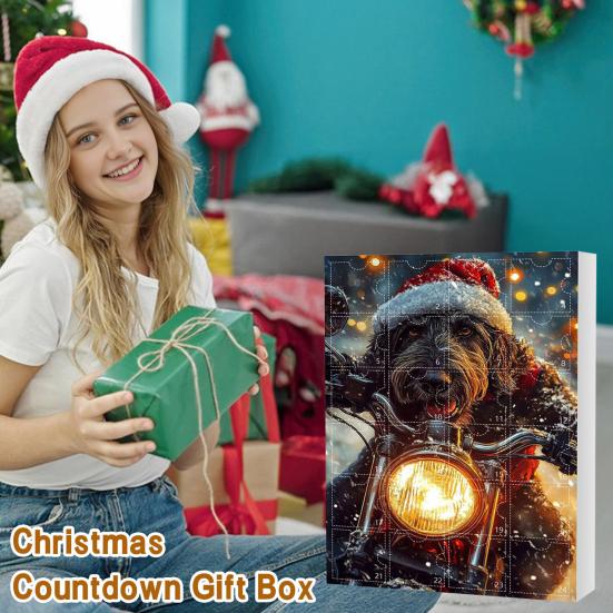 Christmas Funny Motorcycle Dog Advent Calendar 2025 24-Day Countdown with 2D