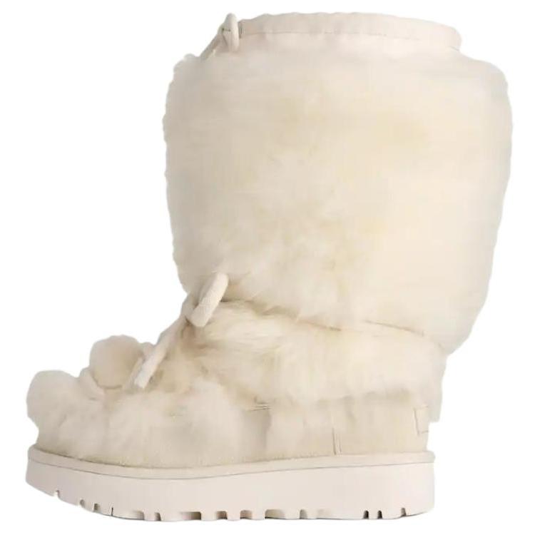 UGG Classic Tall Chalet Sheepskin Warm Retro Comfortable Short Mid-Calf Snow Boots Women Boots White 1171570-WHT