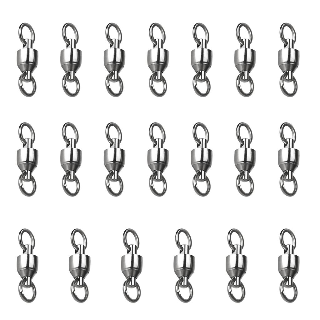 20Pcs Bearing Fishing Swivel Stainless Rolling Swivels Barrel Swivel Line Connector Heavy Duty Fishing Tackle Accessory