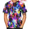 Popular Summer Men's Printed T-shirt, Spray Painted Pattern T-shirt, Round Neck, Large Size, Comfortable Short Sleeved Top, Casual Sports