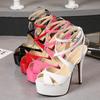 Women 14cm High Heels 4cm Platform Fetish Sandals Lady Extreme Stiletto Heels Plus Size Glossy Nightclub Prom Pleaser Shoes