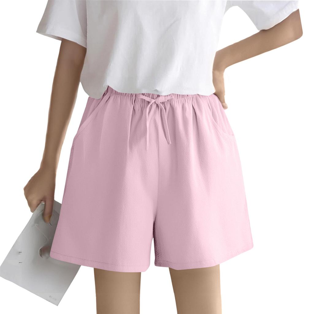 Women's Solid Color Linen Cotton Hemp Casual Sports Casual Shorts Pants