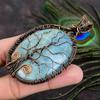 Aquamarine Handmade Copper Wire Wrap Jewelry Pendant 3.35 H9g17
