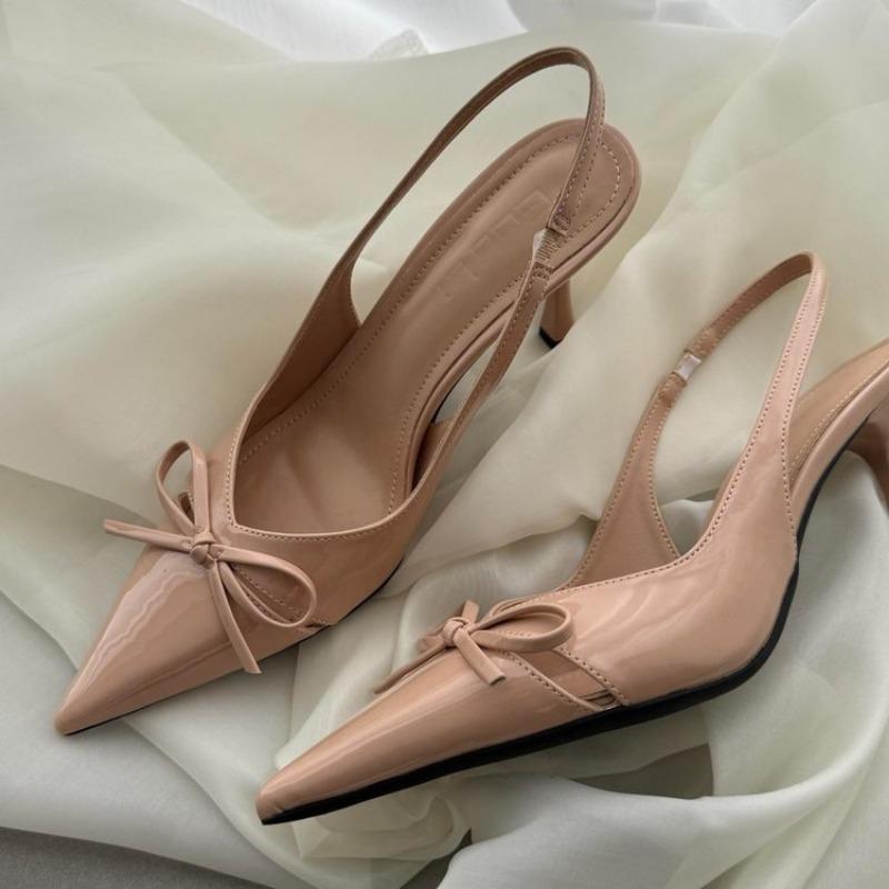 Fashion Women Bow Pointed Toe Sandals High Heels Shoes 2025 Luxury Brand Summer Woman Stiletto Dress Shoes Slippers Pumps