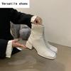 Women Elastic Slimming Short Boots Fashion Back Zippers Low Heel Shoes Autumn Winter  New Women's Ankle Booties