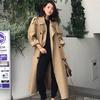Khaki Trench Coat Casual Women's Long Outerwear Loose Clothes for Lady with Belt Autumn Army Green