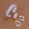 925 Silver Christmas Gift Women Lady Net Wedding Party Gifts Bangles Stud Earrings Ring Fashion Fine Jewelry Set S249
