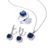 Square Zircon Ring Simple Fashion High Sense Personalized Earrings Necklace Set