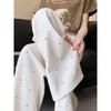 Heavy Industry Hot Diamond Wide Leg Pants for Women's Spring New Casual High Waist Loose Straight Tube Drop Floor Dragging Pants